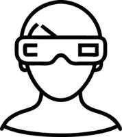 3D Close up portrait of person wearing augmented reality glasses with copy space concept as Close up portrait person wearing augmented reality glasses. Image highlights futuristic vector