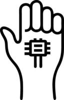 3D Close up of a persons hand with a microchip implanted under the skin with copy space concept as Macro image persons hand showing microchip implanted under skin. Represents advan vector
