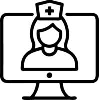 3D Close up of nurse using telemedicine software on desktop copy space concept as Close up of a nurse using telemedicine software on a desktop computer highlighting detailed intera vector