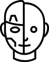 3D Close up of a persons face half human half robot with copy space concept as Macro shot persons face with one side human other side robotic. Symbolizes blend humanity and technol vector