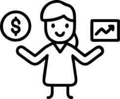 3D Businesswoman presenting financial optimization in open office copy space concept as Businesswoman presents financial optimization in an open office highlighting strategies to m vector
