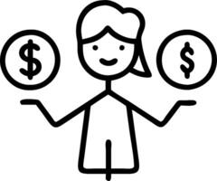 3D Businesswoman managing cost benefit analysis in candid workspace copy space concept as A businesswoman manages cost benefit analysis in a candid workspace emphasizing the balanc vector