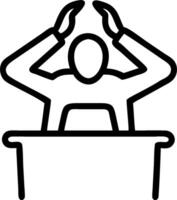 3D Blue Monday Desk Stress concept as Worker with hands on head at desk showing high stress levels on Blue Monday suitable for magazine advertisement with copy space. as 3D Icon is vector