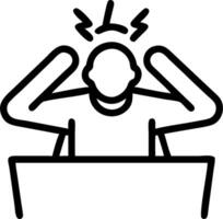 3D Blue Monday Desk Stress concept as Worker with hands on head at desk showing high stress levels on Blue Monday suitable for magazine advertisement with copy space. as 3D Icon is vector