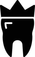 A black and white tooth with a crown on it vector