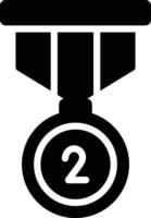 A black and white medal with the number two on it vector