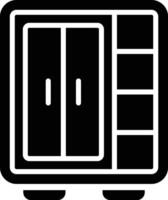 A black and white icon of a cabinet vector