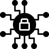 A black and white image of a computer with a lock vector