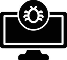 A computer monitor with a black and white icon of a spider vector