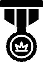 A black and white medal with a crown on it vector