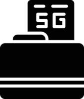 A black and white image of a computer with a 5g card vector