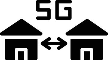 The symbol for 5g is shown with two houses vector