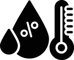 A black and white icon of a thermometer and a drop vector