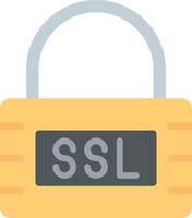 A yellow padlock with the word ssl on it vector