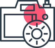 Camera Brightness Line with small circle background vector