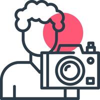 Cameraman Line with small circle background vector