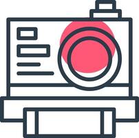 Instant Camera Line with small circle background vector