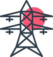 Electric Tower Line with small circle background vector