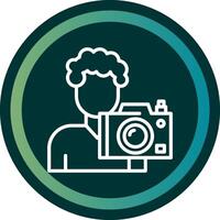 Cameraman Line with small circle background vector
