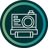 Instant Camera Line with small circle background vector