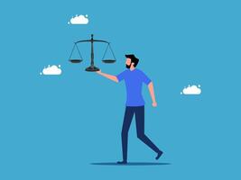 man holding a scale of justice vector