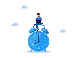 man sitting on top of an alarm clock vector