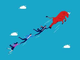 business people running to the top of a red bull vector