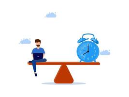 man sitting on a table with an alarm clock vector