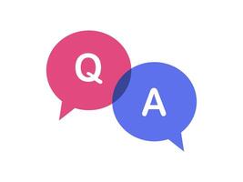 two speech bubbles with q and a icon vector