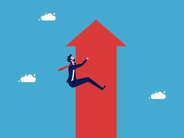 man climbing up an arrow chart vector