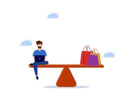 man sitting on a bench with shopping bags vector