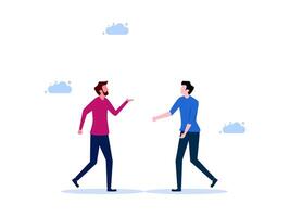 two men are talking to each other in a flat style vector