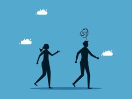 two people walking with a cloud above them vector