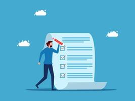 man with a pen and paper, check list vector