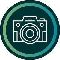 Compact Camera Line with small circle background vector