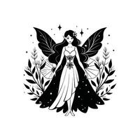 Sparkling Fairy Silhouette with Tooth Clipart Design vector