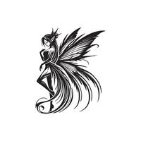 Magical Tooth Fairy Silhouette with Sparkling Wings vector