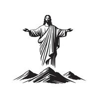 Faithful Representation of Jesus Christ in Black and White vector