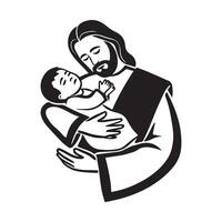 Jesus Christ Sketch in Black and White vector