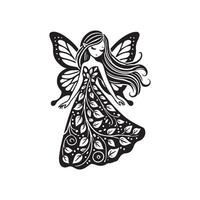 Enchanting Fairy Silhouette with Tooth Pillow Design vector