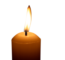 A single burning candle flame or light glowing on a big white candle isolated with clipping path in file format png
