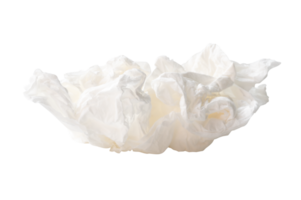 Side view of screwed or crumpled white tissue paper ball isolated with clipping path in file format png