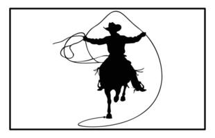 Silhouette of Boy with Roping Dummy - Rodeo Skill Practice vector