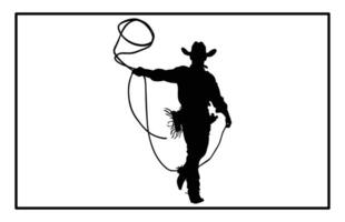 Silhouette of Boy Practicing Dummy Roping - Rodeo Training vector