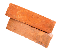 Top view of old red or orange bricks in stack isolated with clipping path in file format png