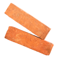 Side view of old red or orange bricks in stack isolated with clipping path in file format png