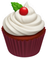 A cupcake with whipped cream and a cherry on top png