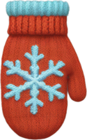 A knitted mitten with a snowflake on it png
