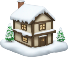 A house with snow on the ground and trees png