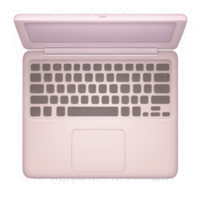 A pink laptop computer with a keyboard and mouse png